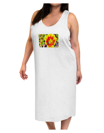 Bee Cactus Watercolor Adult Tank Top Dress Night Shirt-Night Shirt-TooLoud-White-One-Size-Adult-Davson Sales