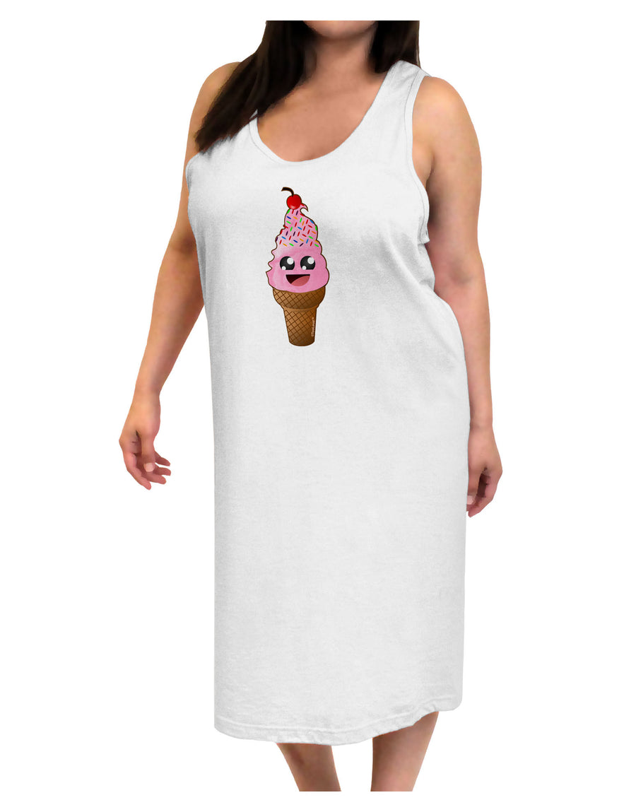 Cute Ice Cream Cone Adult Tank Top Dress Night Shirt-Night Shirt-TooLoud-White-One-Size-Davson Sales