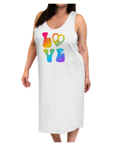 Peace and Love - Peace Heart Love Adult Tank Top Dress Night Shirt-Night Shirt-TooLoud-White-One-Size-Adult-Davson Sales