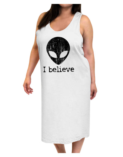 Extraterrestrial - I Believe Distressed Adult Tank Top Dress Night Shirt by TooLoud-Night Shirt-TooLoud-White-One-Size-Davson Sales