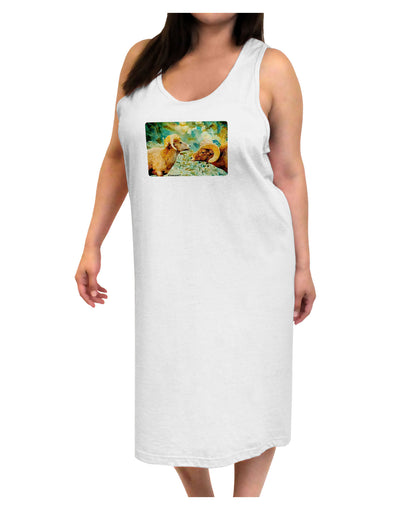 Two Bighorn Rams Watercolor Adult Tank Top Dress Night Shirt-Night Shirt-TooLoud-White-One-Size-Adult-Davson Sales