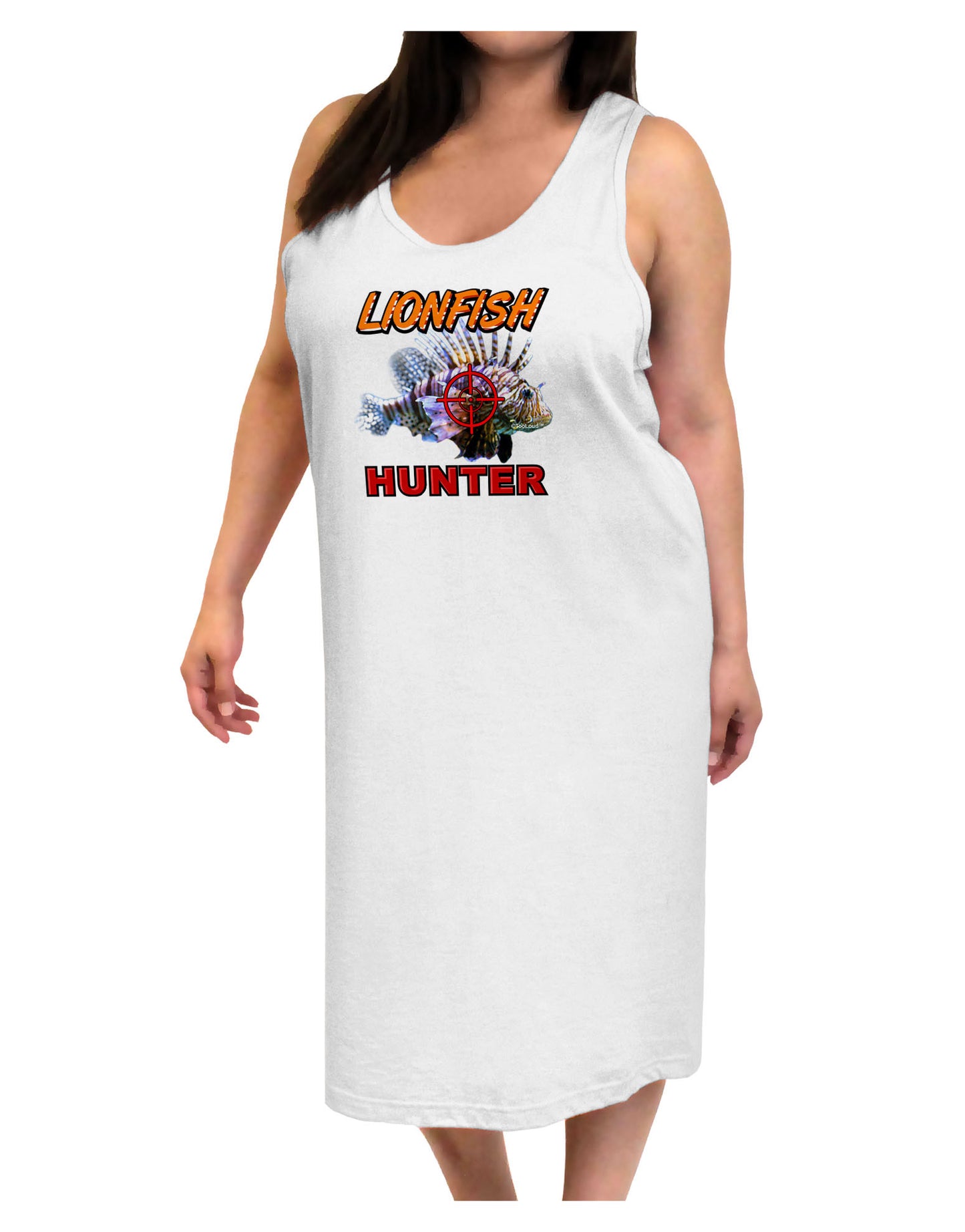 Lionfish Hunter Adult Tank Top Dress Night Shirt-Night Shirt-TooLoud-White-One-Size-Davson Sales