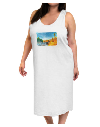 Castlewood Canyon Watercolor Adult Tank Top Dress Night Shirt-Night Shirt-TooLoud-White-One-Size-Adult-Davson Sales