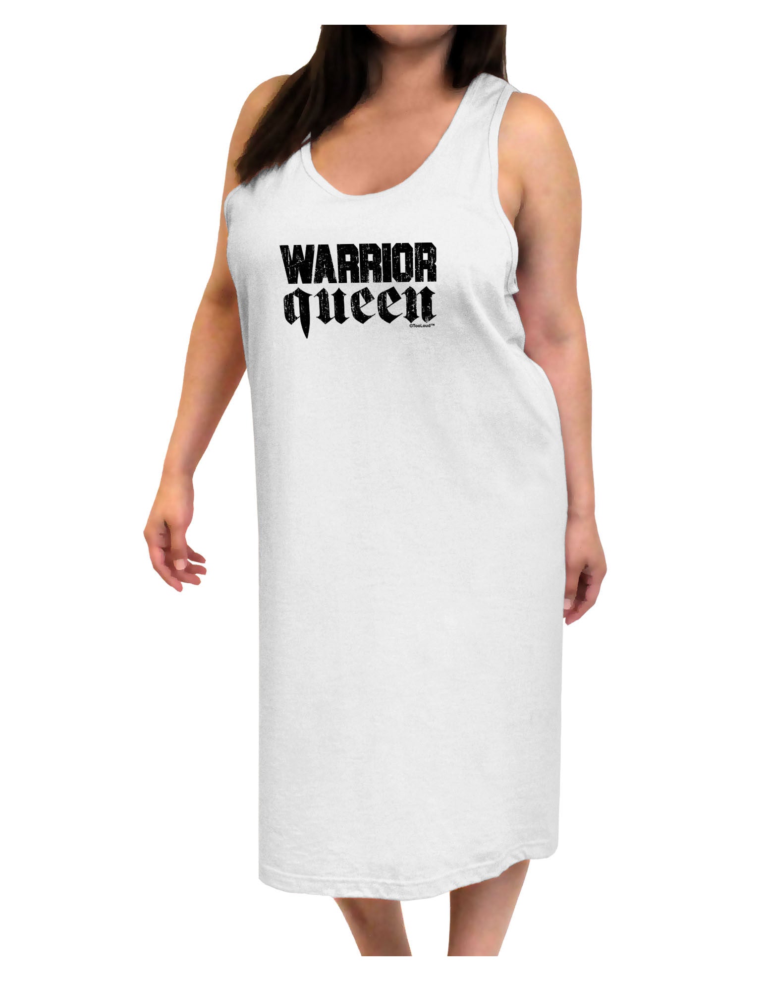 Warrior Queen Script Adult Tank Top Dress Night Shirt-Night Shirt-TooLoud-White-One-Size-Adult-Davson Sales