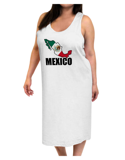 Mexico Outline - Mexican Flag - Mexico Text Adult Tank Top Dress Night Shirt by TooLoud-Night Shirt-TooLoud-White-One-Size-Davson Sales