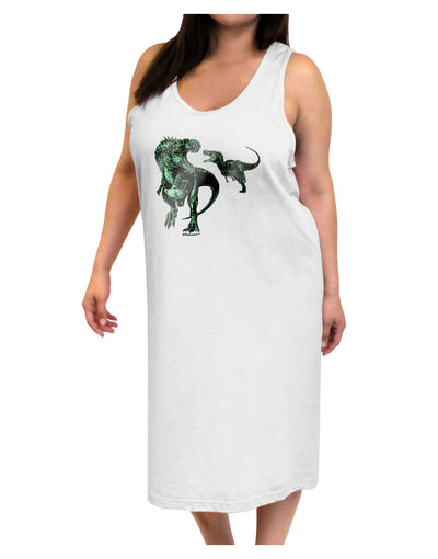 Jurassic Dinosaur Metallic - Silver Adult Tank Top Dress Night Shirt by TooLoud-Night Shirt-TooLoud-White-One-Size-Davson Sales