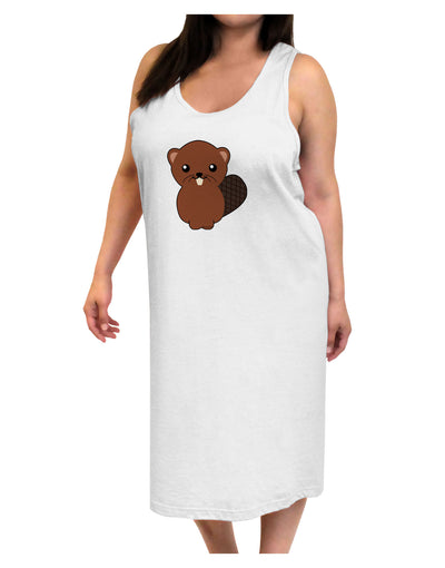 Cute Beaver Adult Tank Top Dress Night Shirt-Night Shirt-TooLoud-White-One-Size-Adult-Davson Sales