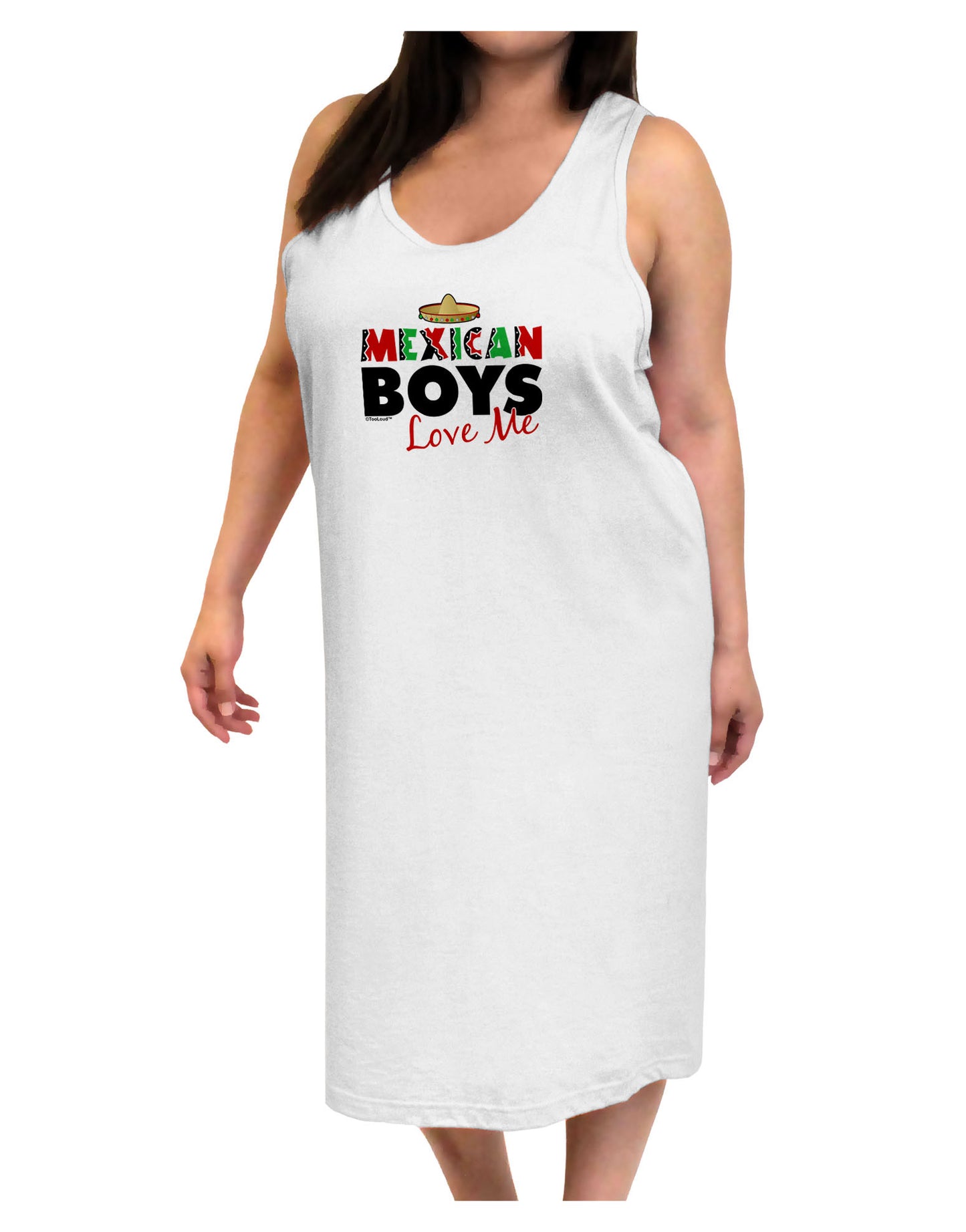Mexican Boys Love Me Adult Tank Top Dress Night Shirt-Night Shirt-TooLoud-White-One-Size-Adult-Davson Sales