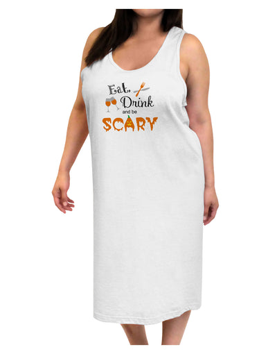 Eat Drink Scary Black Adult Tank Top Dress Night Shirt-Night Shirt-TooLoud-White-One-Size-Adult-Davson Sales
