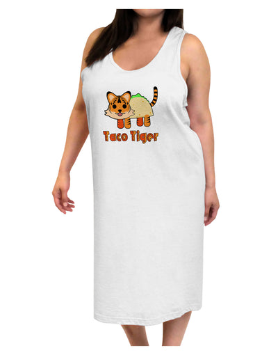 Cute Taco Tiger Text Adult Tank Top Dress Night Shirt-Night Shirt-TooLoud-White-One-Size-Adult-Davson Sales