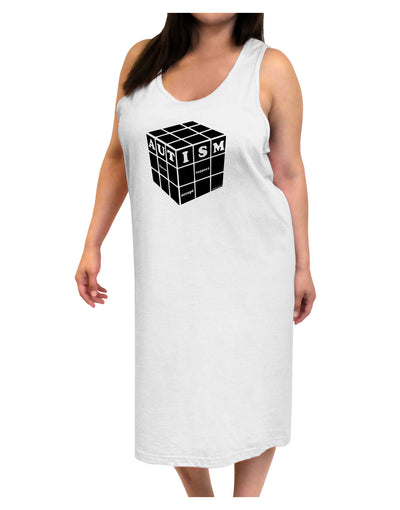 Autism Awareness - Cube B & W Adult Tank Top Dress Night Shirt-Night Shirt-TooLoud-White-One-Size-Adult-Davson Sales