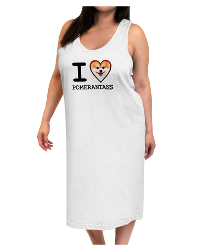 I Love Heart Pomeranians Adult Tank Top Dress Night Shirt-Night Shirt-TooLoud-White-One-Size-Adult-Davson Sales