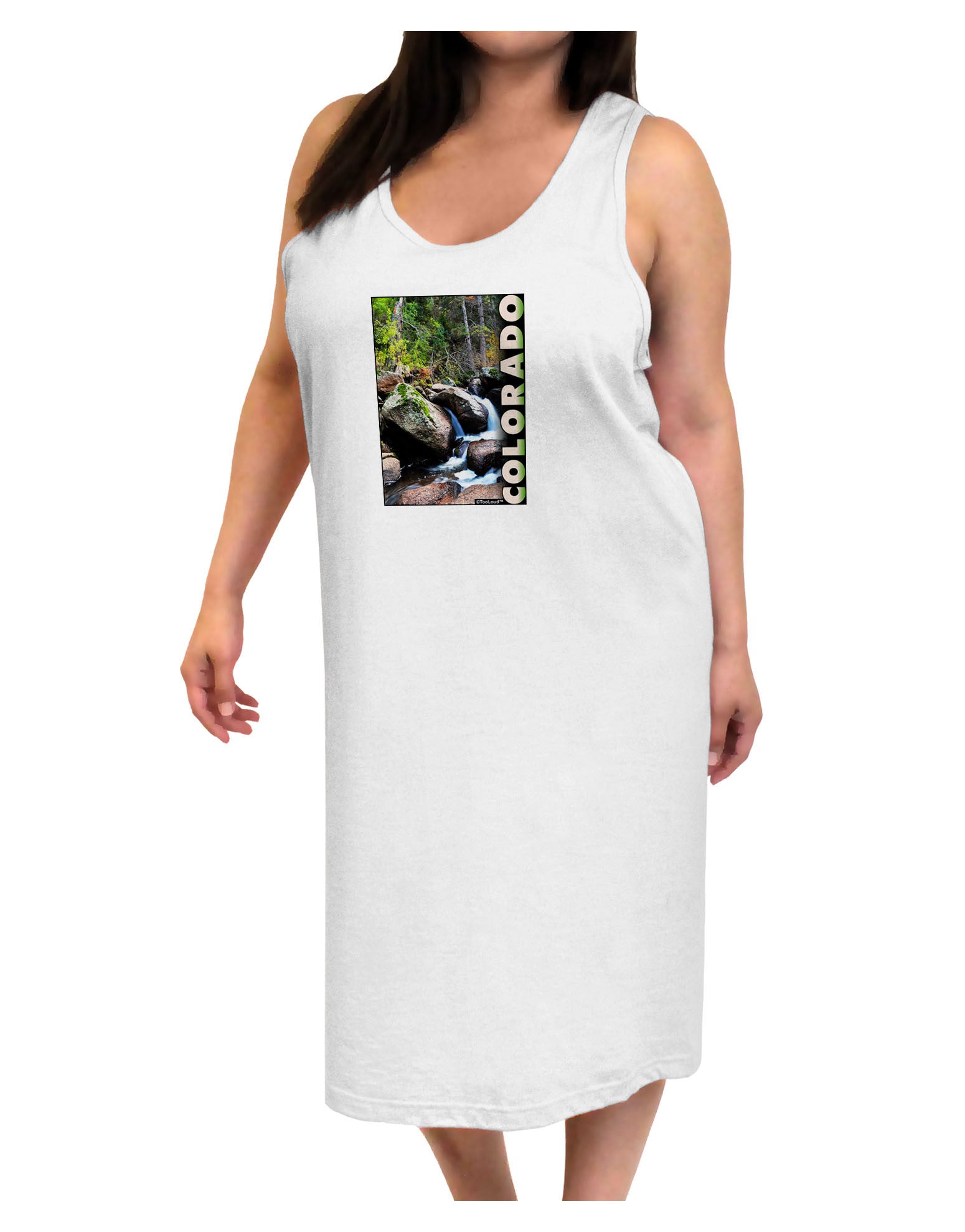Rockies River with Text Adult Tank Top Dress Night Shirt-Night Shirt-TooLoud-White-One-Size-Adult-Davson Sales