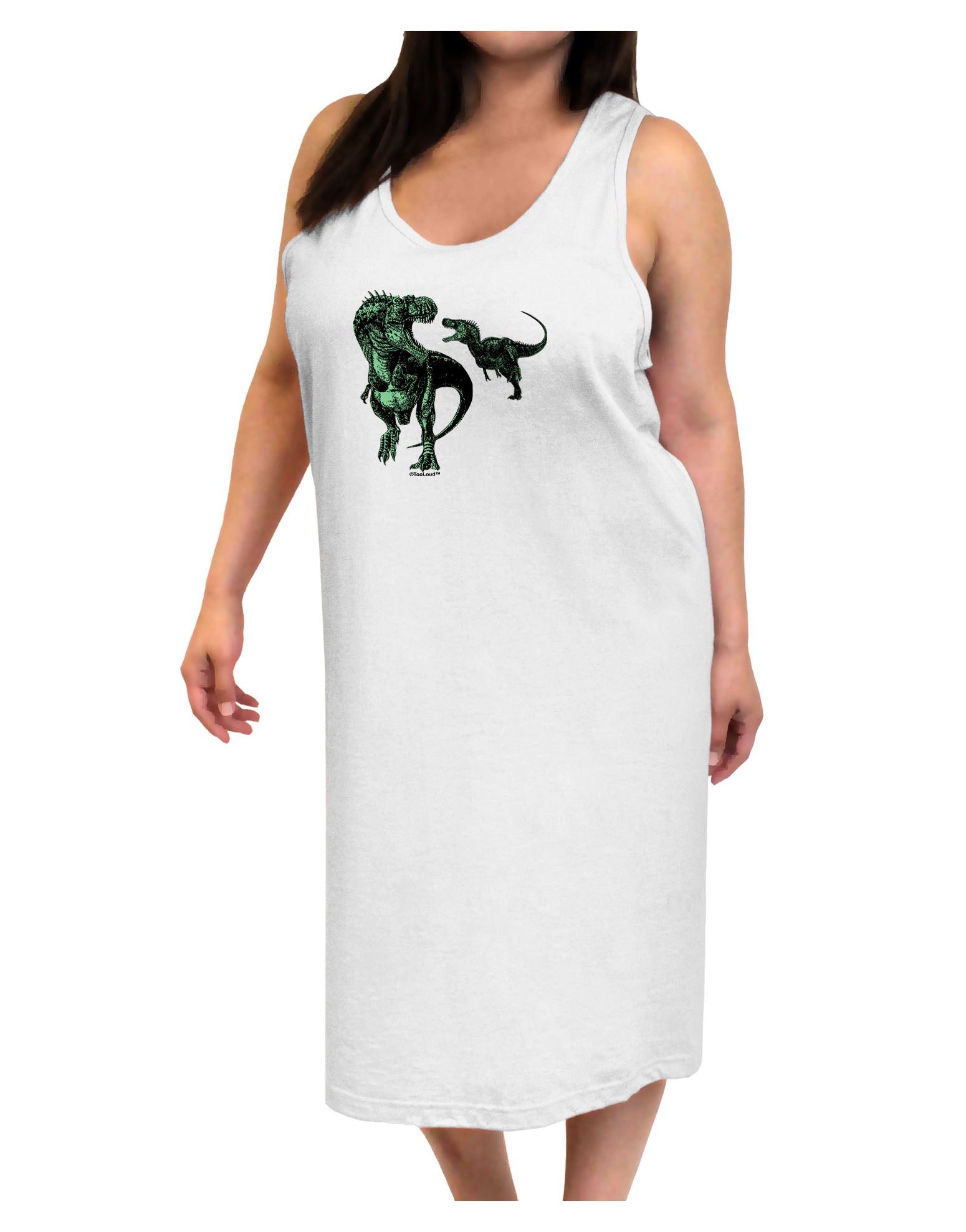 Jurassic Dinosaur Design 1 Adult Tank Top Dress Night Shirt by TooLoud-Night Shirt-TooLoud-White-One-Size-Davson Sales