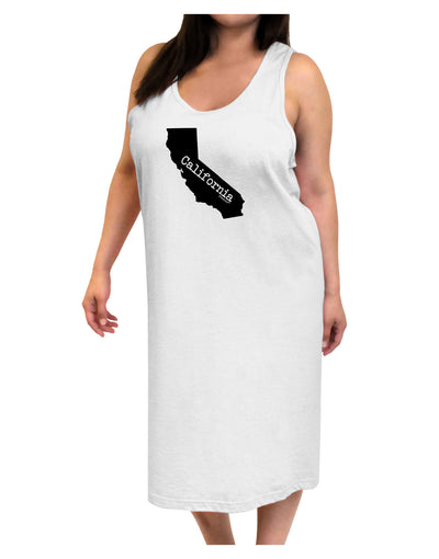 California - United States Shape Adult Tank Top Dress Night Shirt by TooLoud-Night Shirt-TooLoud-White-One-Size-Davson Sales