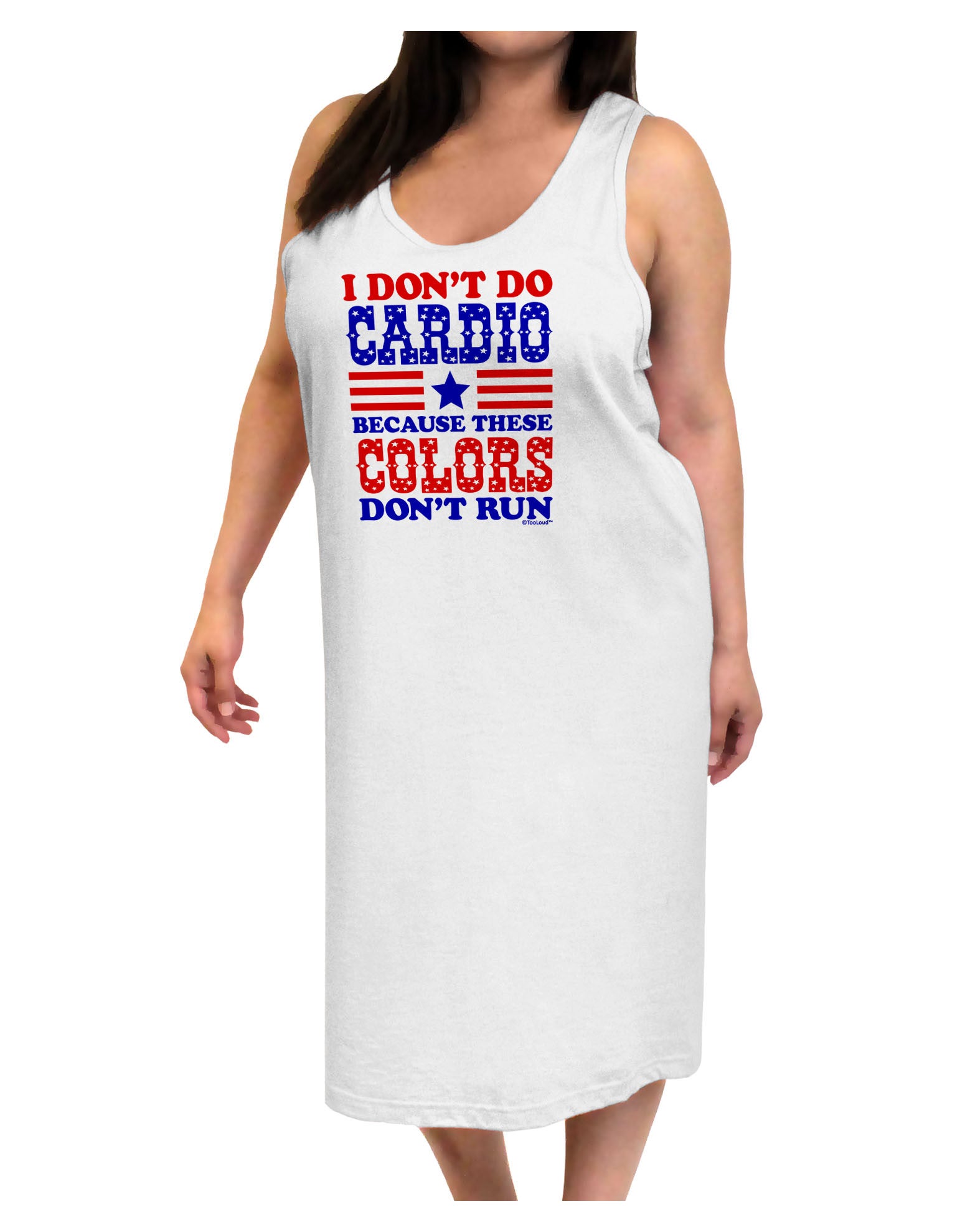 I Don't Do Cardio Because These Colors Don't Run Adult Tank Top Dress Night Shirt-Night Shirt-TooLoud-White-One-Size-Adult-Davson Sales