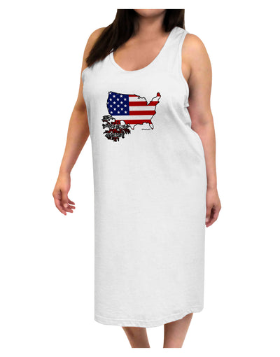 American Roots Design - American Flag Adult Tank Top Dress Night Shirt by TooLoud-Night Shirt-TooLoud-White-One-Size-Davson Sales