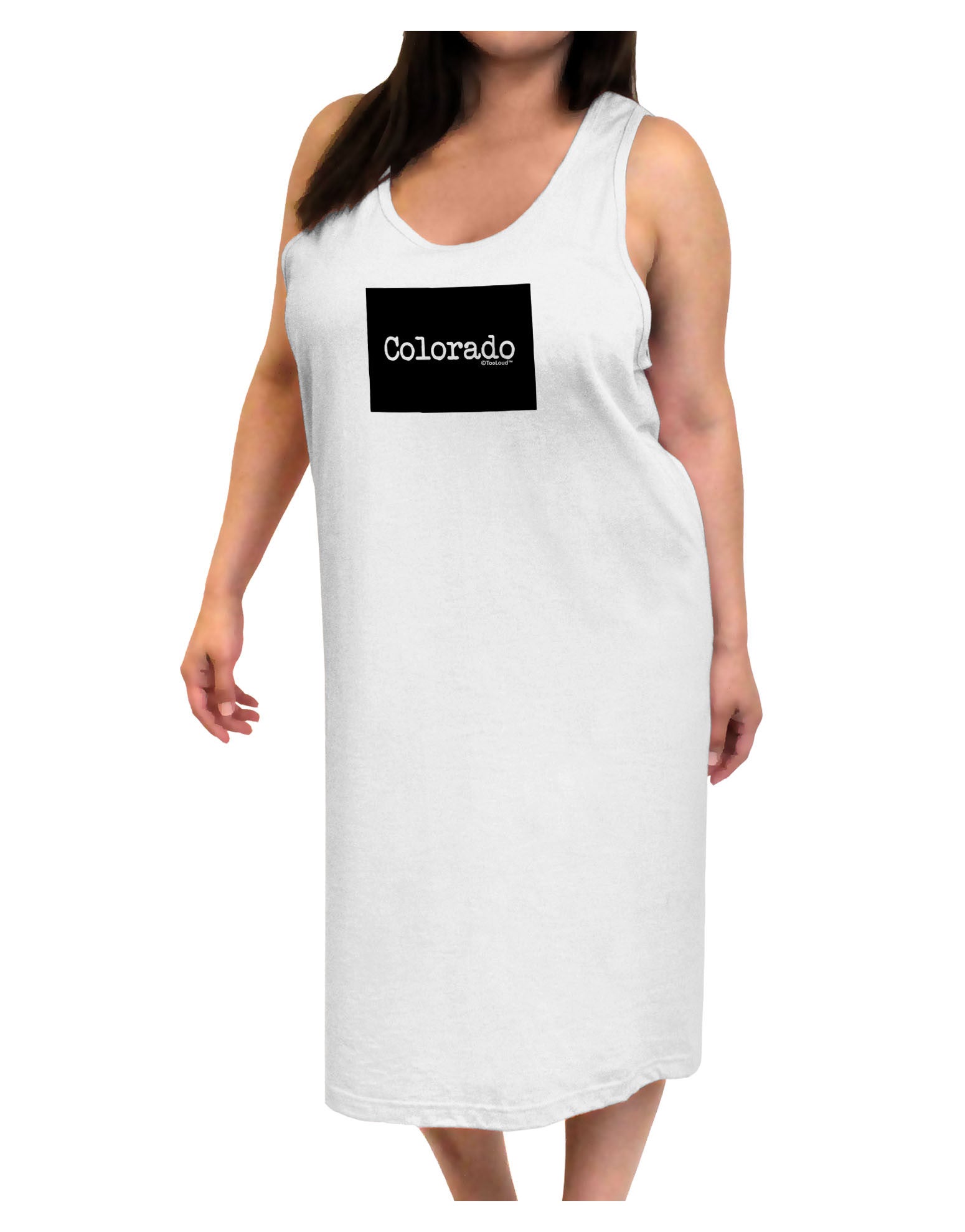 Colorado - United States Shape Adult Tank Top Dress Night Shirt by TooLoud-Night Shirt-TooLoud-White-One-Size-Davson Sales