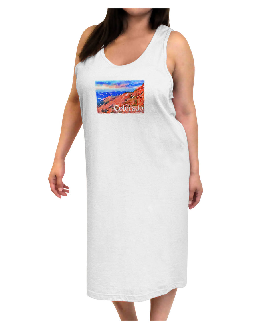 Colorado Mtn Sunset Soaked WaterColor Adult Tank Top Dress Night Shirt-Night Shirt-TooLoud-White-One-Size-Adult-Davson Sales