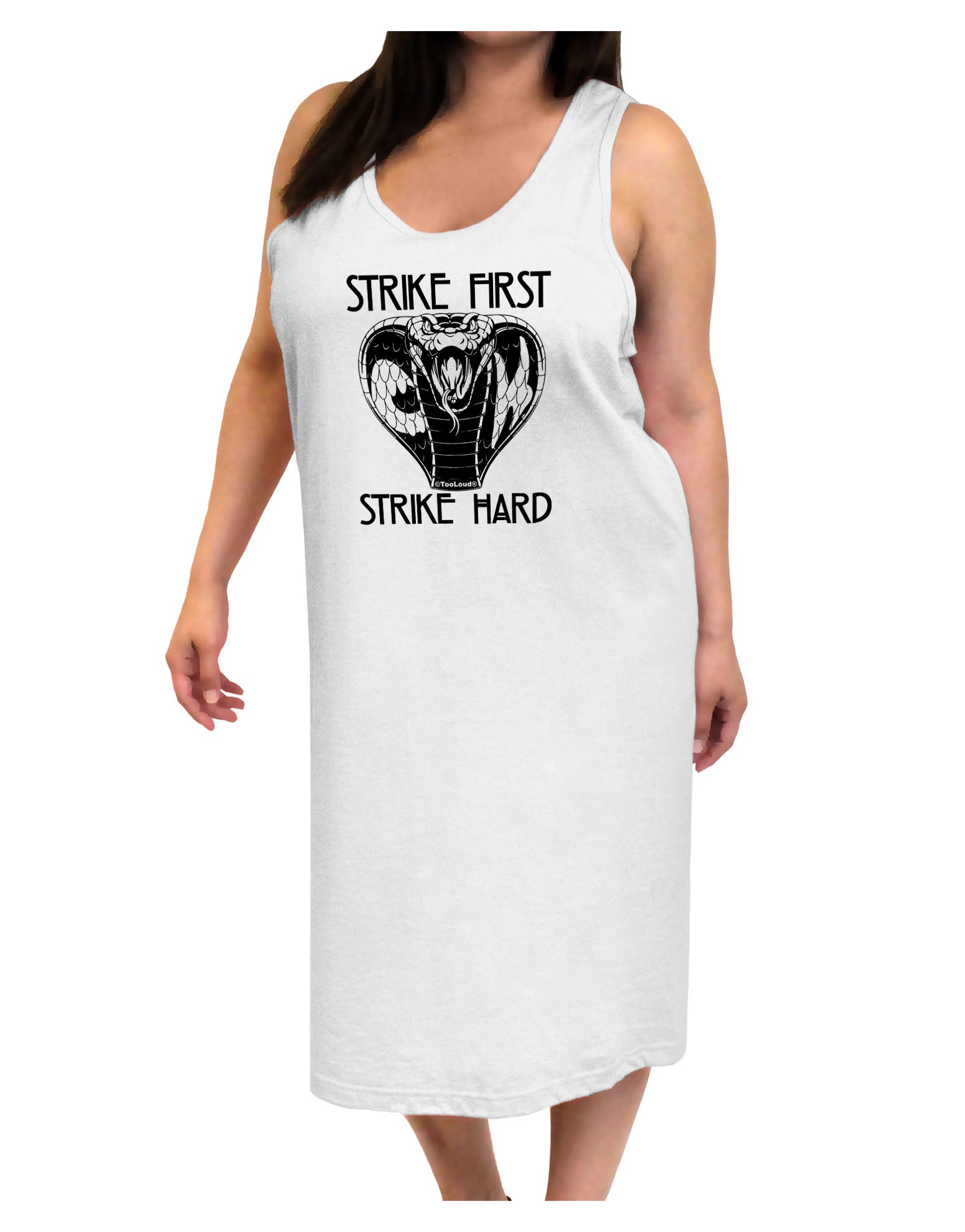 Strike First Strike Hard Cobra Adult Tank Top Dress Night Shirt-Night Shirt-TooLoud-White-One-Size-Adult-Davson Sales