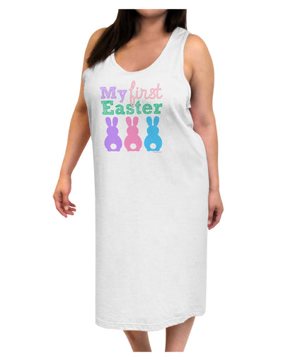 My First Easter - Three Bunnies Adult Tank Top Dress Night Shirt by TooLoud-Night Shirt-TooLoud-White-One-Size-Davson Sales