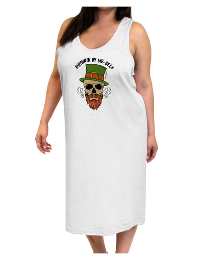 Drinking By Me-Self Adult Tank Top Dress Night Shirt White Tooloud