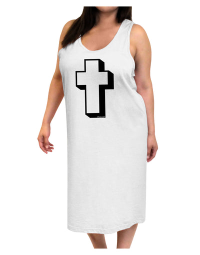 Simple Cross Design Black Adult Tank Top Dress Night Shirt by TooLoud-Night Shirt-TooLoud-White-One-Size-Davson Sales