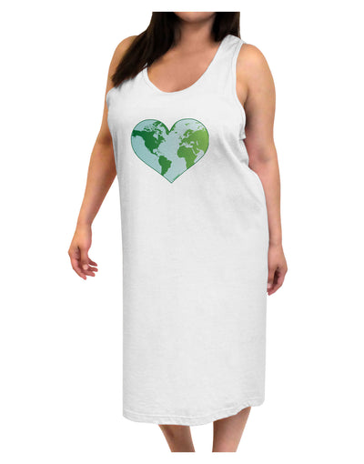 TooLoud World Globe Heart Adult Tank Top Dress Night Shirt-Night Shirt-TooLoud-White-One-Size-Adult-Davson Sales