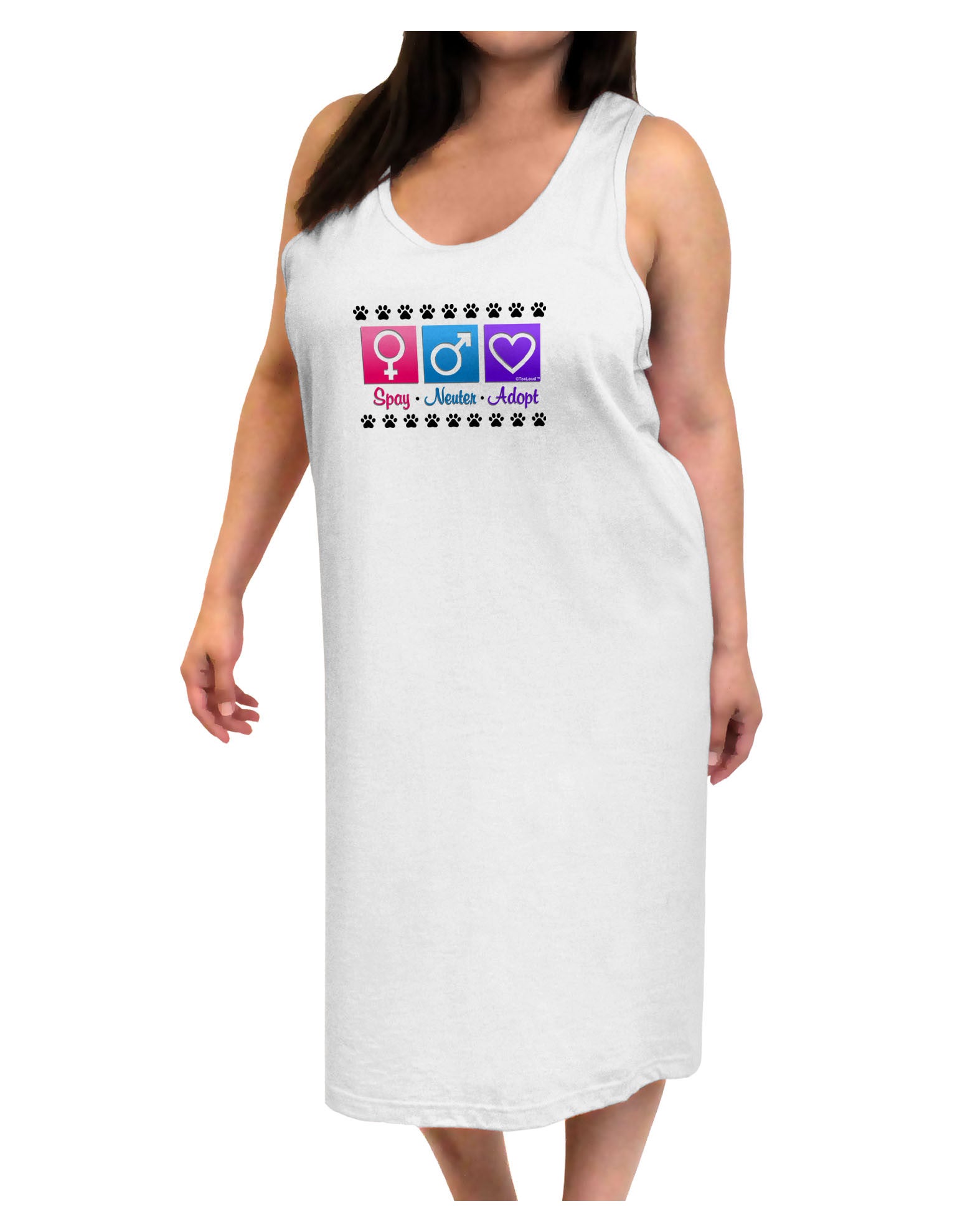 Spay Neuter Adopt Adult Tank Top Dress Night Shirt-Night Shirt-TooLoud-White-One-Size-Adult-Davson Sales
