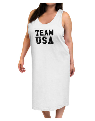 Team USA Distressed Text Adult Tank Top Dress Night Shirt-Night Shirt-TooLoud-White-One-Size-Adult-Davson Sales