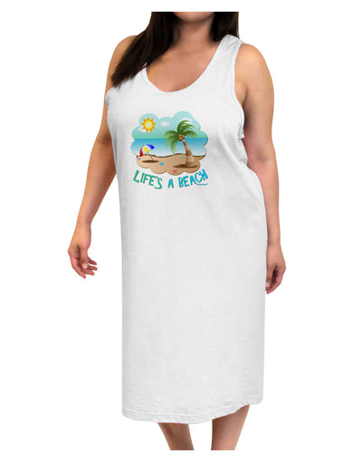 Fun Summer Beach Scene - Life's a Beach Adult Tank Top Dress Night Shirt by TooLoud-Night Shirt-TooLoud-White-One-Size-Davson Sales