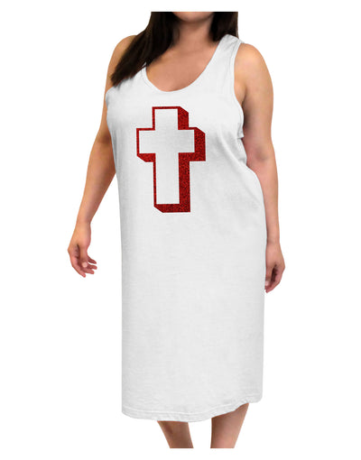 Simple Cross Design Glitter - Red Adult Tank Top Dress Night Shirt by TooLoud-Night Shirt-TooLoud-White-One-Size-Davson Sales