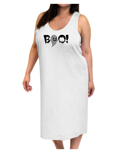 Scary Boo Text Adult Tank Top Dress Night Shirt-Night Shirt-TooLoud-White-One-Size-Adult-Davson Sales