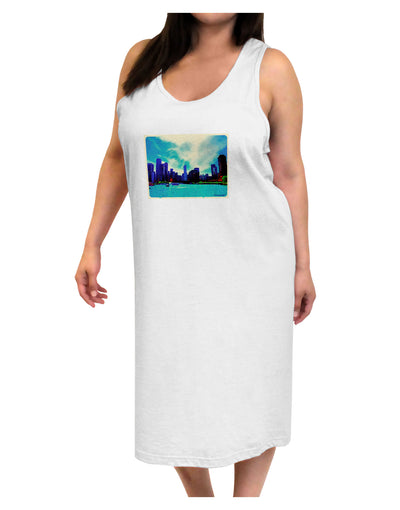 Chicago Skyline Watercolor Adult Tank Top Dress Night Shirt-Night Shirt-TooLoud-White-One-Size-Adult-Davson Sales