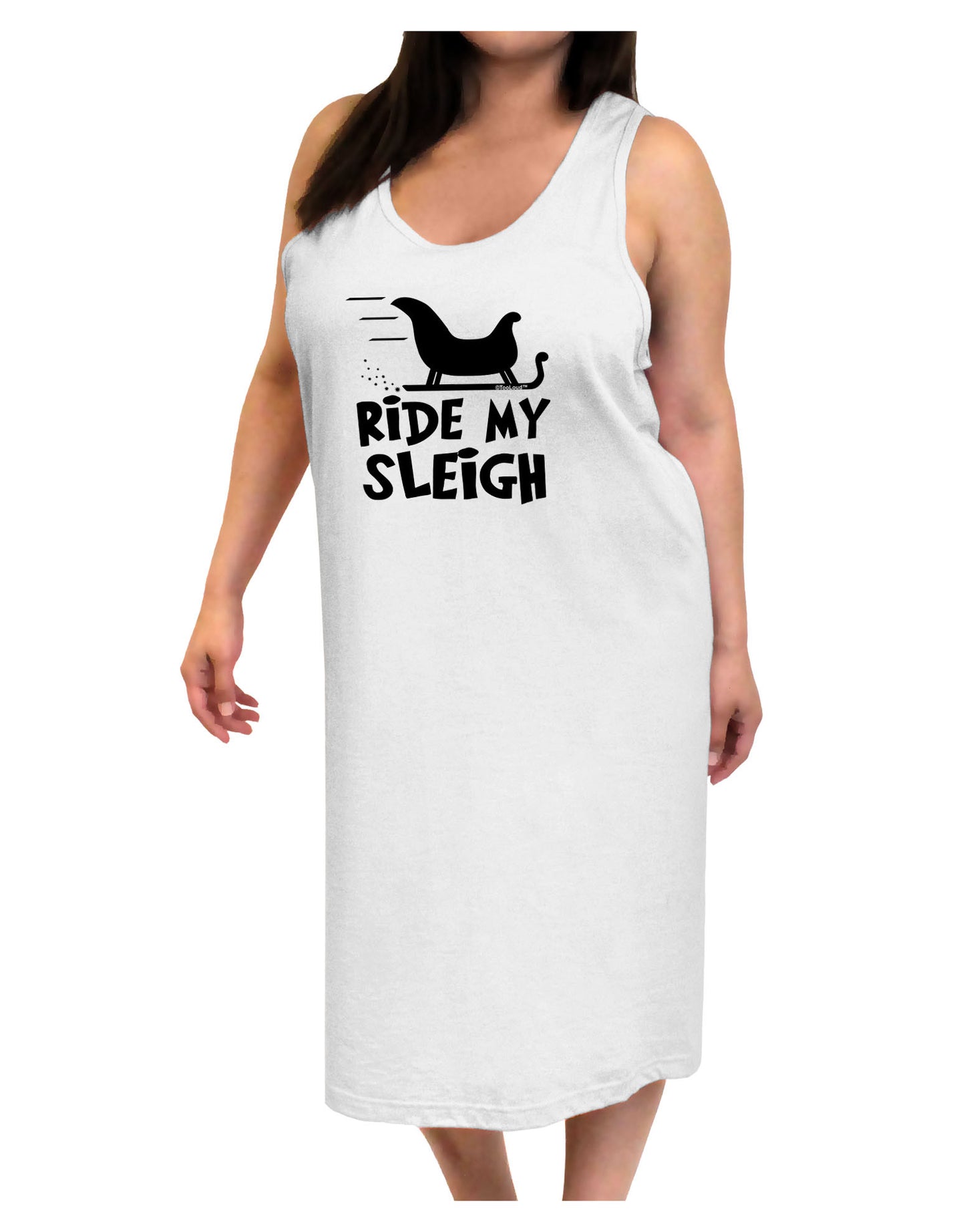 Ride My Sleigh BnW Adult Tank Top Dress Night Shirt-Night Shirt-TooLoud-White-One-Size-Adult-Davson Sales