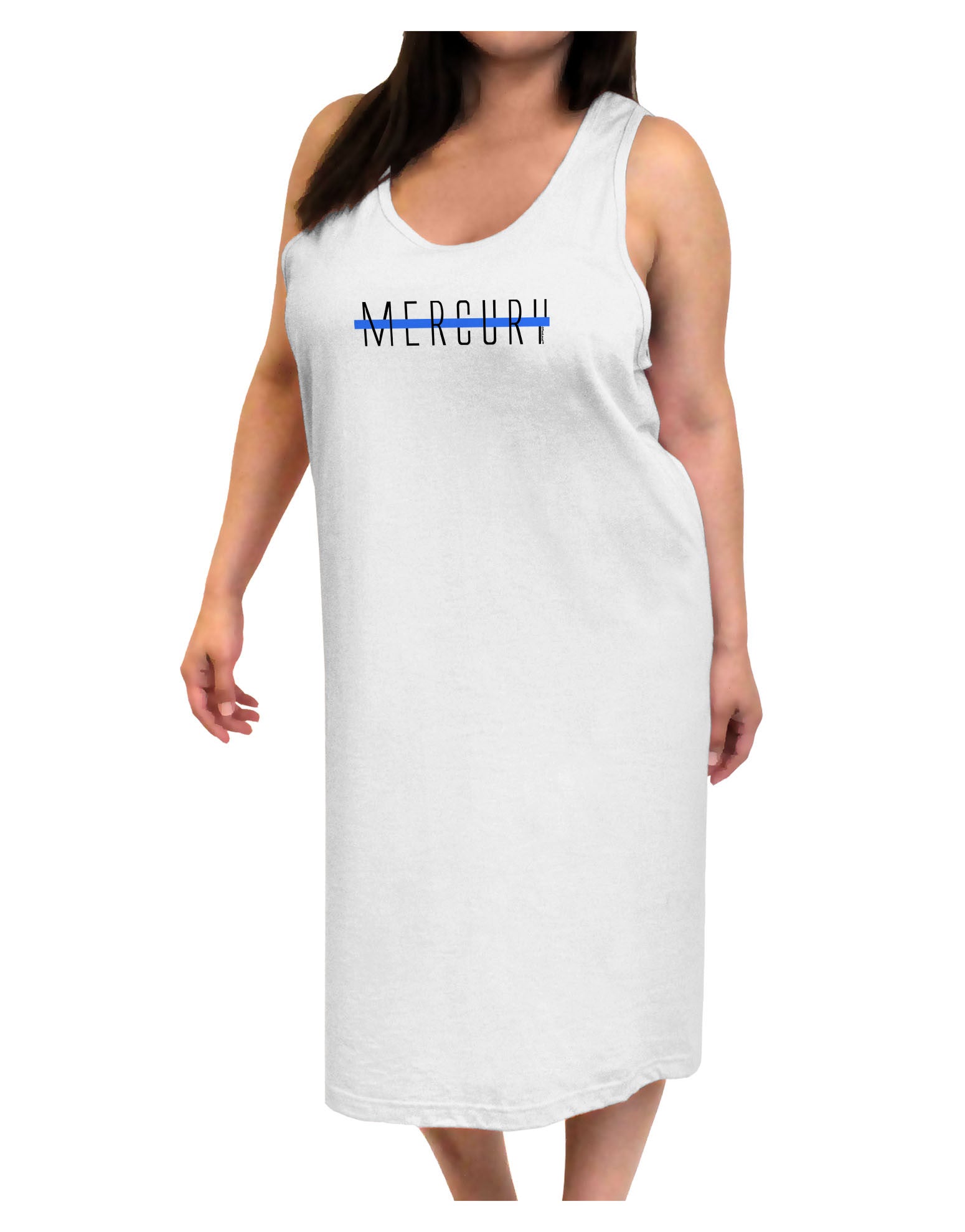 Planet Mercury Text Only Adult Tank Top Dress Night Shirt-Night Shirt-TooLoud-White-One-Size-Adult-Davson Sales