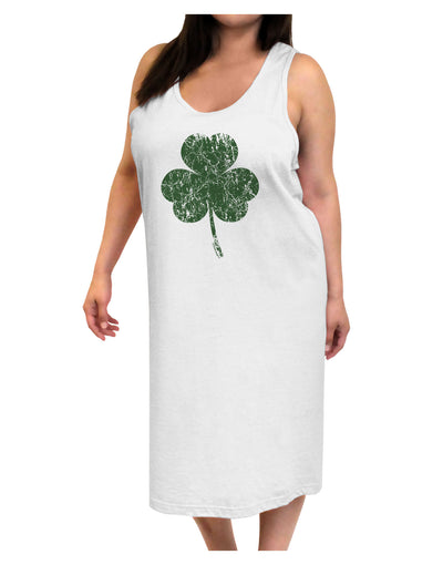 Distressed Traditional Irish Shamrock Adult Tank Top Dress Night Shirt-Night Shirt-TooLoud-White-One-Size-Davson Sales