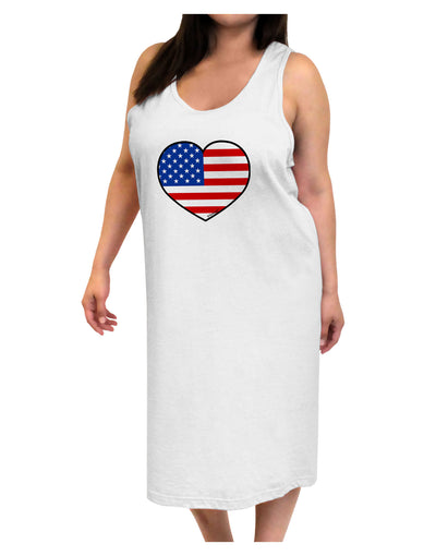 American Flag Heart Design Adult Tank Top Dress Night Shirt by TooLoud-Night Shirt-TooLoud-White-One-Size-Davson Sales