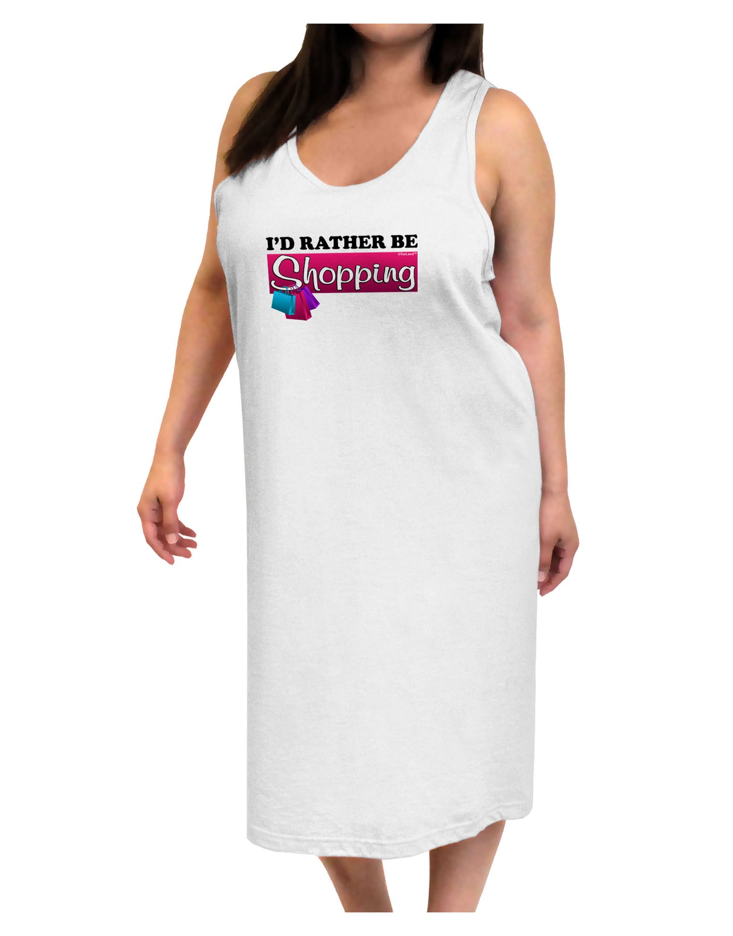 I'd Rather Be Shopping Adult Tank Top Dress Night Shirt-Night Shirt-TooLoud-White-One-Size-Adult-Davson Sales