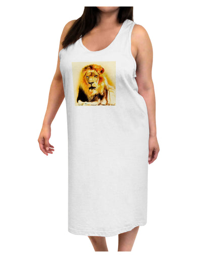 Lion Watercolor 4 Adult Tank Top Dress Night Shirt-Night Shirt-TooLoud-White-One-Size-Adult-Davson Sales