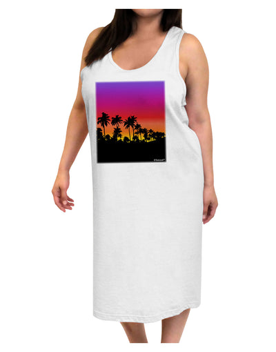 Palm Trees and Sunset Design Adult Tank Top Dress Night Shirt by TooLoud-Night Shirt-TooLoud-White-One-Size-Davson Sales