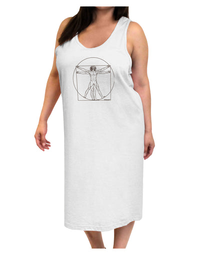 TooLoud Vitruvian Man Drawing Adult Tank Top Dress Night Shirt-Night Shirt-TooLoud-White-One-Size-Davson Sales