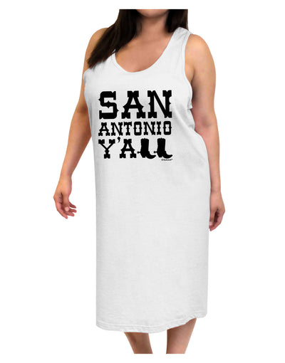 San Antonio Y'all - Boots - Texas Pride Adult Tank Top Dress Night Shirt by TooLoud-Night Shirt-TooLoud-White-One-Size-Davson Sales