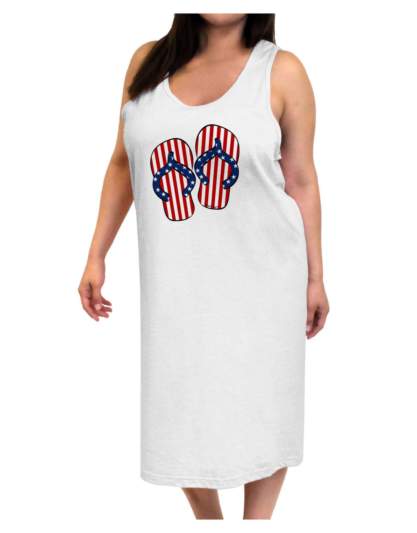 Stars and Stripes Flip Flops Adult Tank Top Dress Night Shirt-Night Shirt-TooLoud-White-One-Size-Adult-Davson Sales