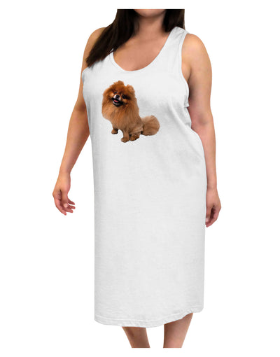 Pomeranian Sitting All Cute-Like Adult Tank Top Dress Night Shirt-Night Shirt-TooLoud-White-One-Size-Adult-Davson Sales