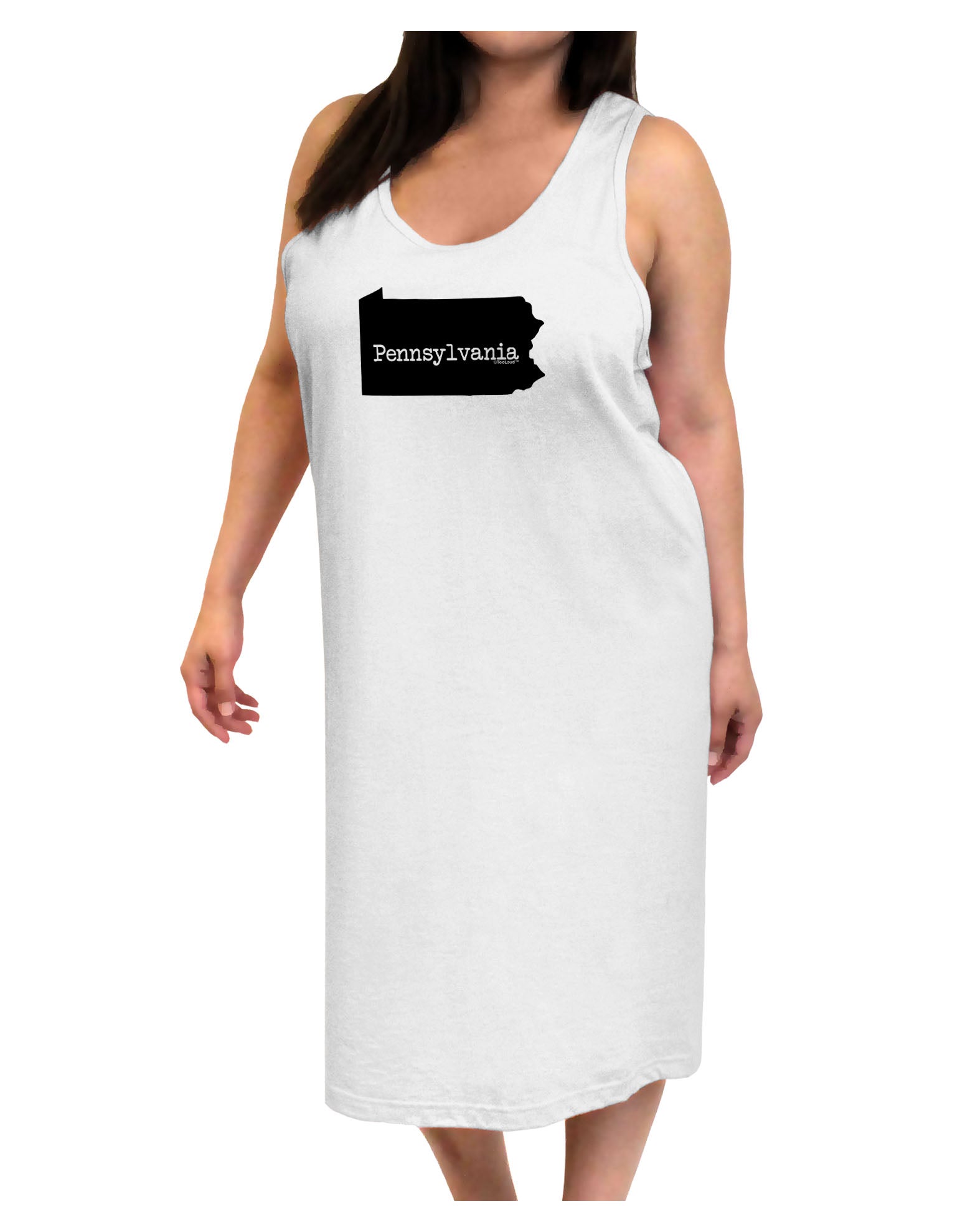 Pennsylvania - United States Shape Adult Tank Top Dress Night Shirt by TooLoud-Night Shirt-TooLoud-White-One-Size-Davson Sales