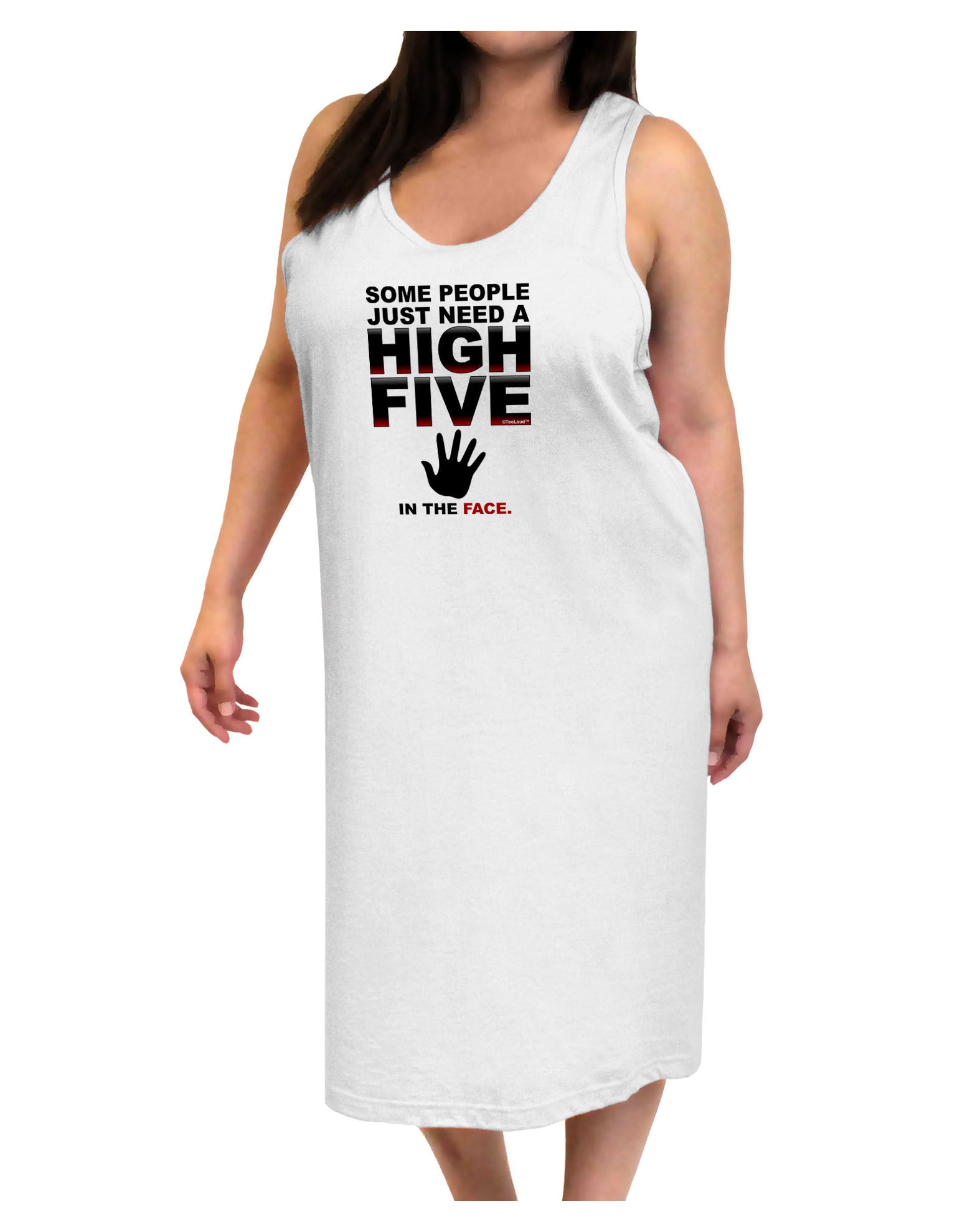 High Five In The Face Adult Tank Top Dress Night Shirt-Night Shirt-TooLoud-White-One-Size-Adult-Davson Sales
