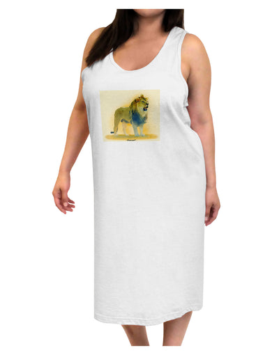 Lion Watercolor 1 Adult Tank Top Dress Night Shirt-Night Shirt-TooLoud-White-One-Size-Adult-Davson Sales