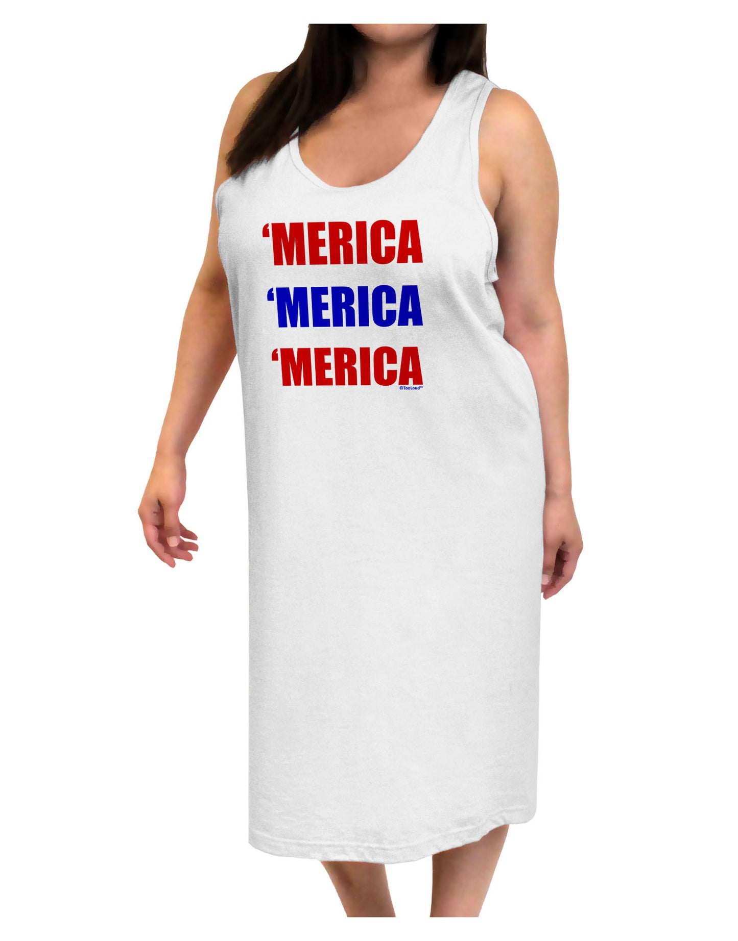 Merica Merica Merica - Red and Blue Adult Tank Top Dress Night Shirt-Night Shirt-TooLoud-White-One-Size-Adult-Davson Sales
