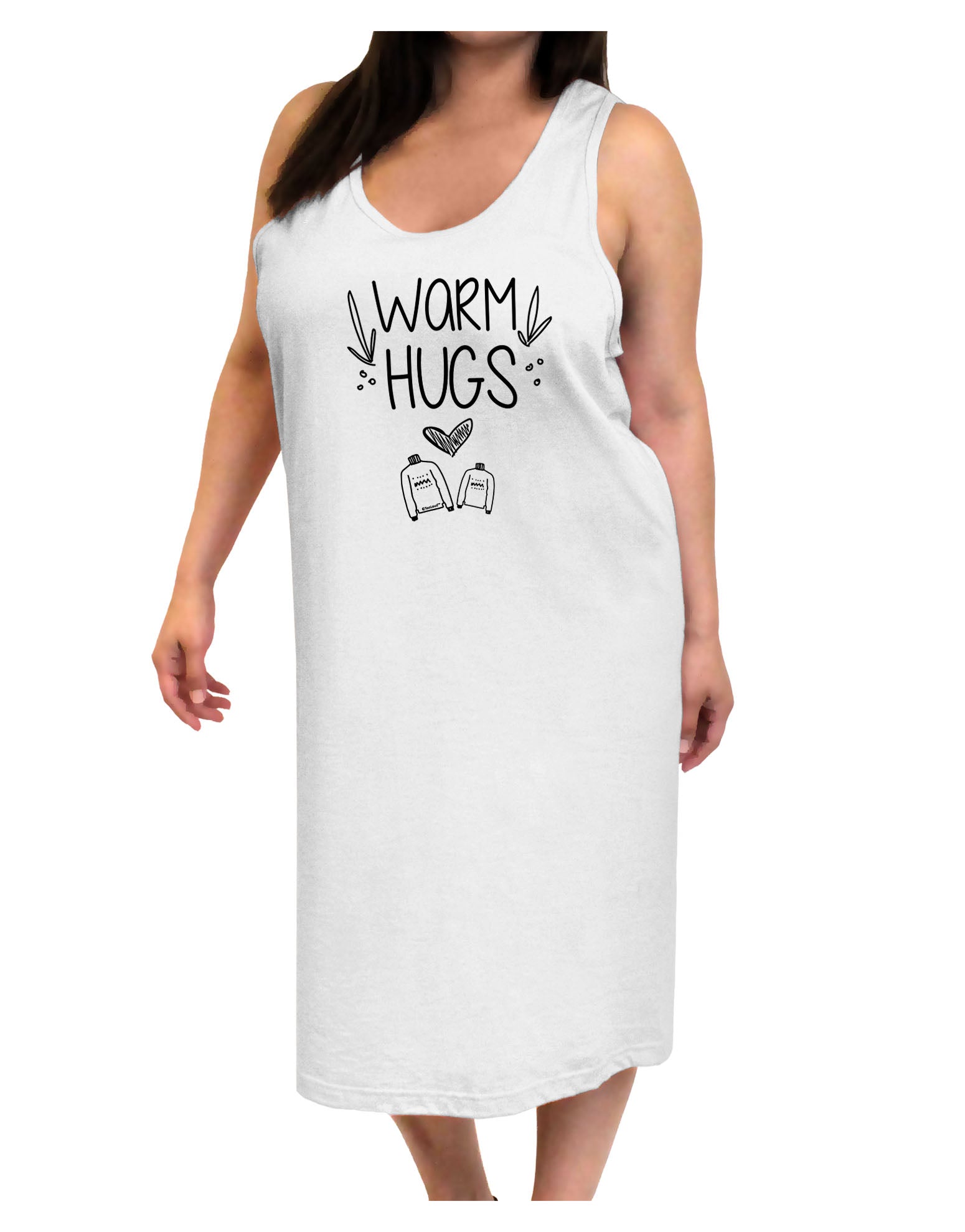 Warm Hugs Adult Tank Top Dress Night Shirt-Night Shirt-TooLoud-White-One-Size-Adult-Davson Sales